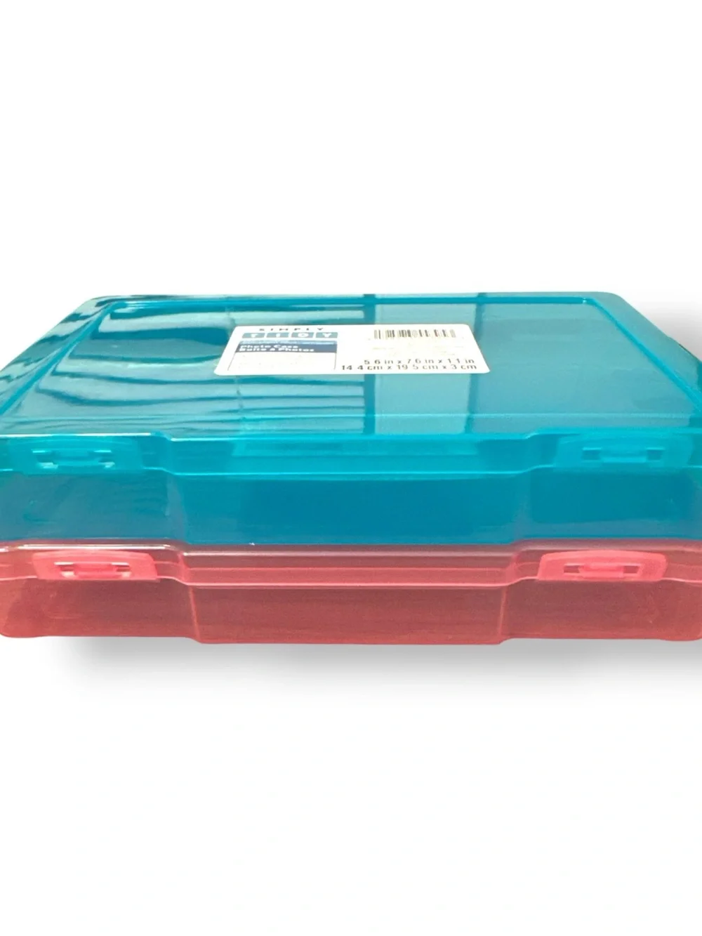 Set of 2 Plastic Storage Boxes in Pink and Teal 5.6 in x 7.6 in x 1.1 in